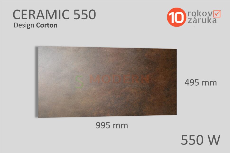 infrapanel smodern ceramic corton 550W rozmery
